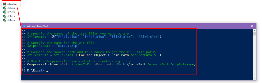 PowerShell 归档多个 Excel 文件