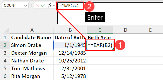 在Microsoft Excel中从日期中提取年份的5种方法