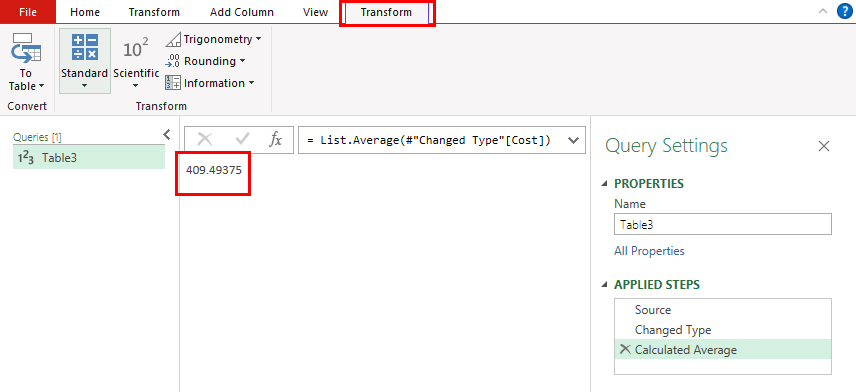 Average in Power query