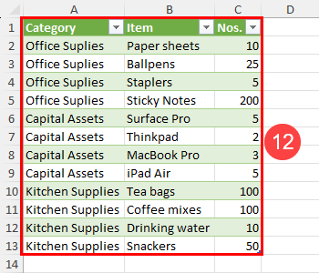 Converted PDF to Excel