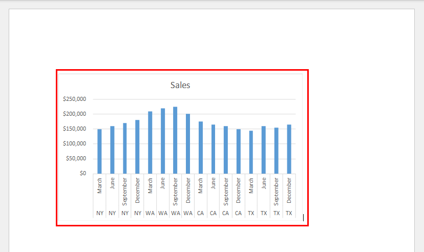 Excel chart imported as an object