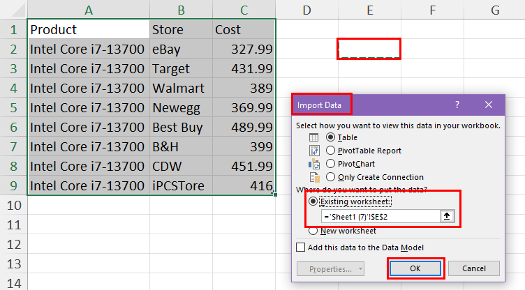 Import data