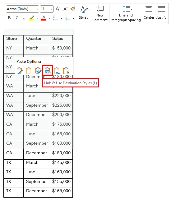 Link & Use Destination Styles