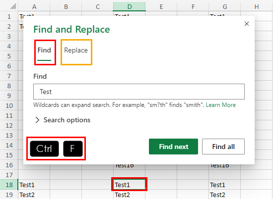 在 Excel Web 中查找和替换