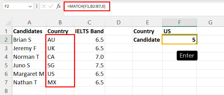 编写 INDEX MATCH 的 MATCH 部分