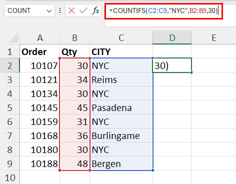 COUNTIFS 函数