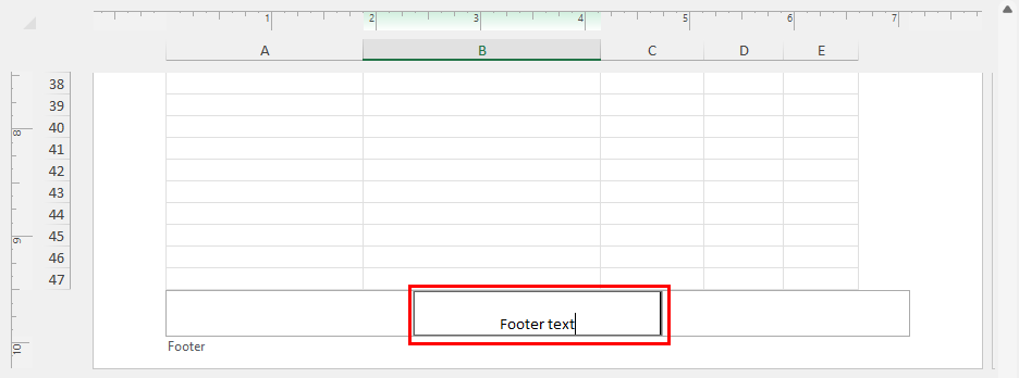 Click and type to add footer in Excel