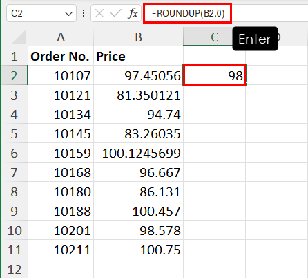 Excel 四舍五入为整数