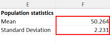 Mean and standard deviation of population