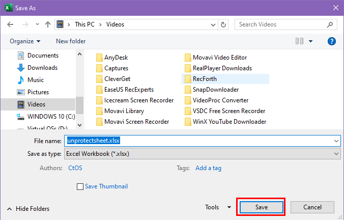 Save file to remove workbook protection