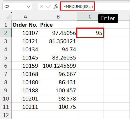 使用 MROUND