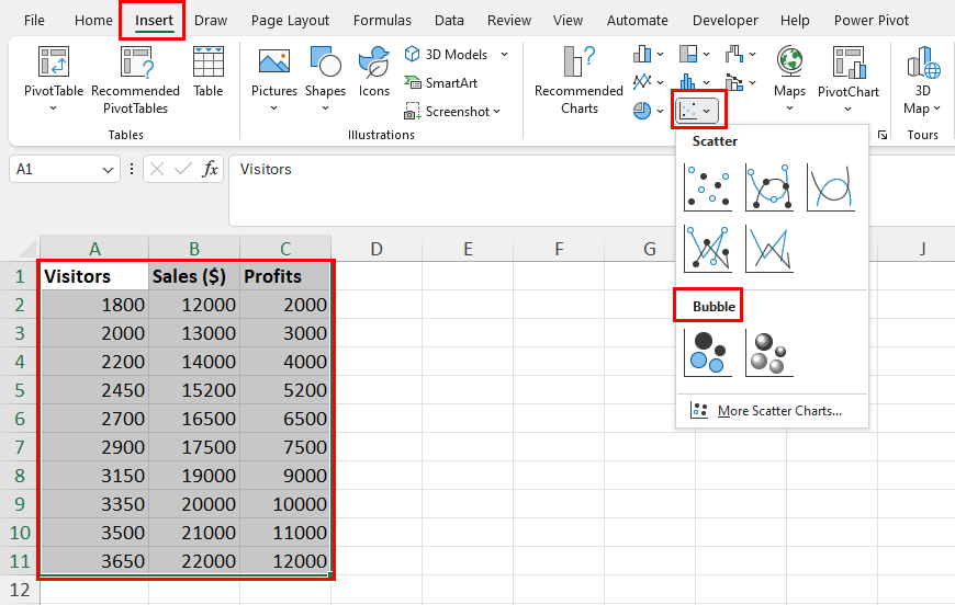 how to make a graphical representation of data in excel