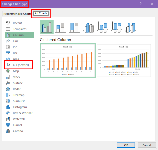 Change chart type dialog