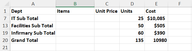 Excel 使用 VBA 隐藏行方法折叠行