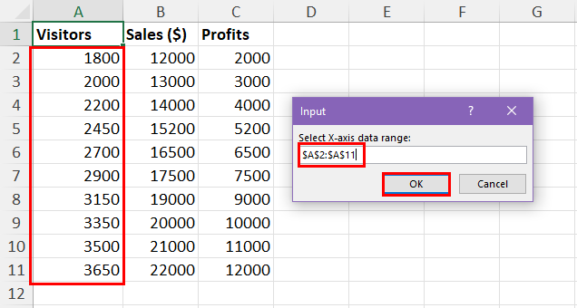 Select X-axis values