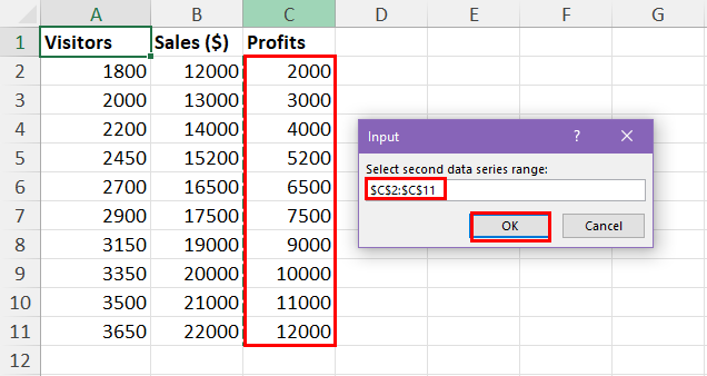 Selecting second data series