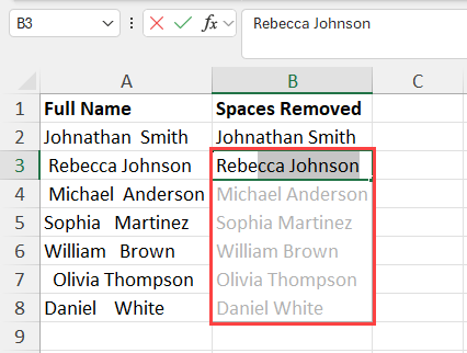 Auto generated Flash Fill suggestion