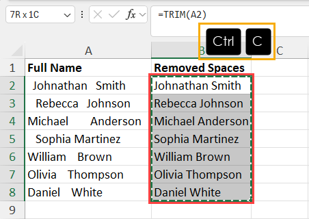 Copy the TRIM results