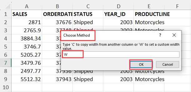 Copy width or custom width
