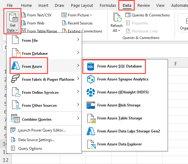 From Azure SQL Database