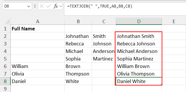 Joined texts from three columns