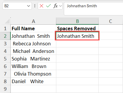 Populate the first cell