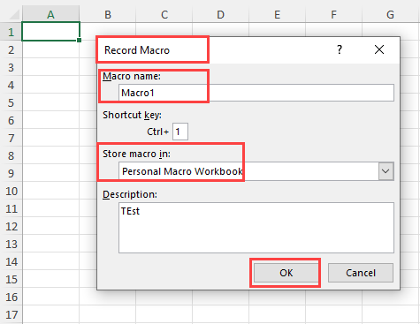 Record Macro dialog box