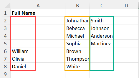 Split text into three columns