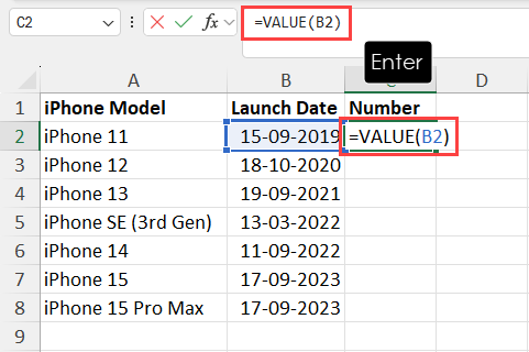 Using VALUE function