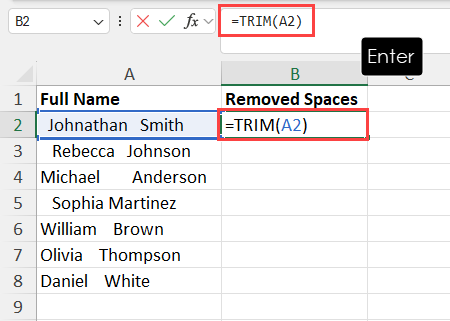 Using the TRIM function
