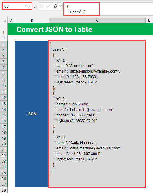 Copy JSON