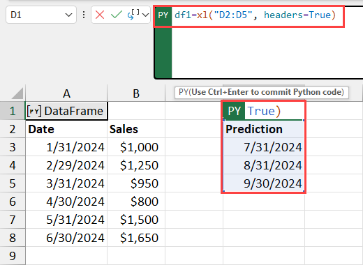 Enter PY function for df1