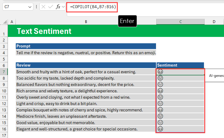 Execute formula in C7