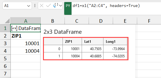 ZIP df1 dataframe